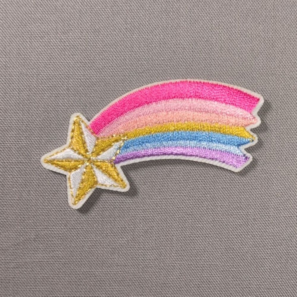 Rainbow Shooting Star Iron On Patch | Colorful Star Patch